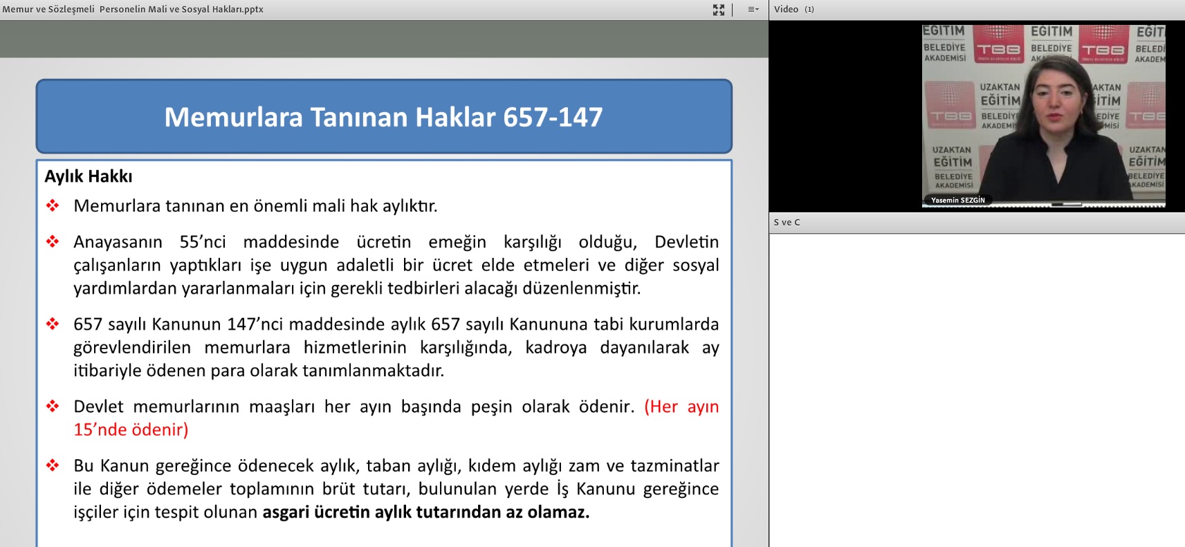 Memurların Mali ve Sosyal Hakları Eğitimi